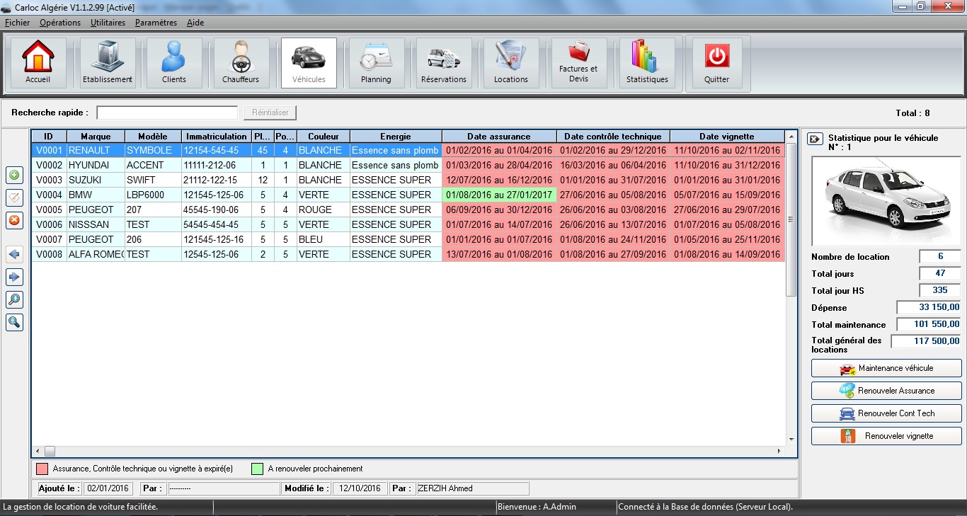 Gestion des véhicules
